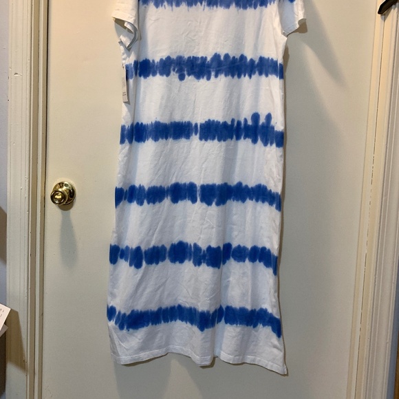 Time & Tru Long White and Blue Tie Dye T-Shirt Dress Size L /12-14 - NWT - Picture 6 of 6